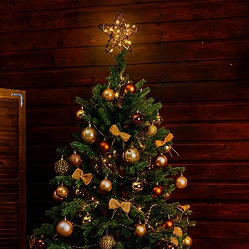 McEast Christmas Tree Topper Star 8,3 polegadas Rattan Natural Star Treetop com LED LUZES TOPPER PARA O ESCRITÓRIO DA ÁRVELA DE NATAL, Restaurante, Bar, decoração de festa