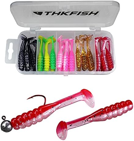 Thkfish 30pcs Paddle Tail SwimBaits 2 polegadas Bicolor Plastic Plastic Fishing Lure Swim ischa