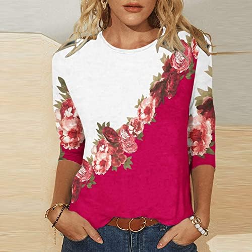 Camiseta da blusa para mulheres Summer Summer outono 3/4 manga 2023 Roupas Trendy Crewneck Cotton Graphic Logo Fit Blouse 6f