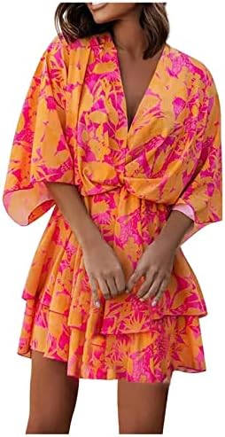 Vestido rosa fqzwong para mulheres sexy verão 2023 casual formal elegante partido club de praia férias de férias de maneira plus