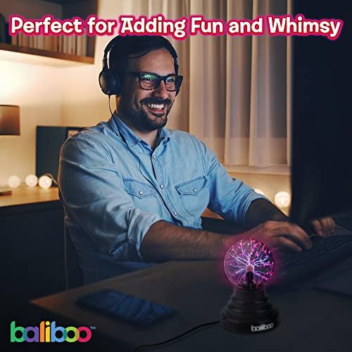 Luz de bola de plasma, 3 polegadas | Touch Lightning Globe | Cabo USB ou bateria alimentada | Configuração mágica, interativa, de humor, Lâmpada de Ciência Fun | Prop for Parties | Para crianças e adultos