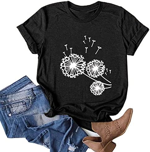 BEUU MULHERES CAMISAS DE PRIMEIRAS DE PRIMEIRAS DE GNOSFOLER CASUAL Damas de manga curta o pescoço Tunic T-Shirta Bloups Tee Tops