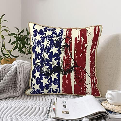 Myshe Pack de 2 Velvet American Flag American Decorative Pillow Capa Sofá Carro de quarto 18 x 18 polegadas 45 x 45 cm