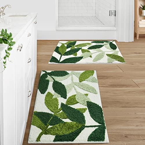 Conjunto de tapete de banheiro verde de Gibelle, 2 peças, água não deslizante de água forte