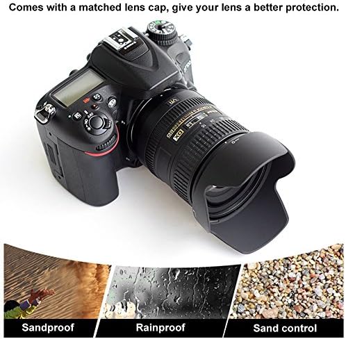 Lente da câmera Angrek Hood 18-55mm HB-69 para Nikon Lens Hood para Nikon AF-S DX F/3.5-5.6G VR II com lentes Cap