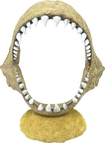 Ornamento de aquário da mandíbula de tubarão-replicas Penn-Plax-seguro para configurações de tanques de água doce e de água salgada