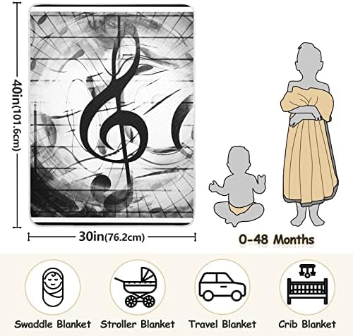 Nota de música, cobertor de bebê fofo unissex para um cobertor de criança de berço para creche com cobertor difuso de material grosso e macio para carrinho de carrinho decorativo