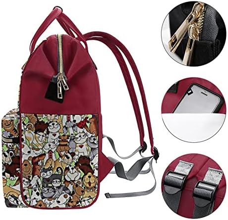 Word Dogs Cats Backpack de fraldas Mochila elegante Maternidade Bolsa Multifuncional Viagem Água de Viagem ombro de ombro