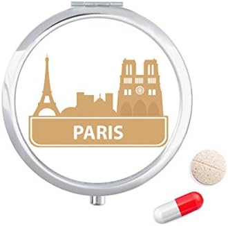 Paris French Amarelo Marco Amarelo Padrão Cague Pocket Medicine Storage Box Recipiente Distribuidor