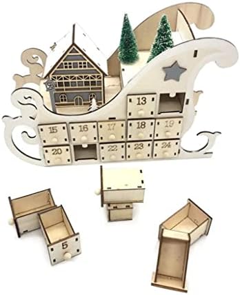 Mysgyh Yangping- Wooden 24 contagem regressiva calendário de Natal Tree House Calendários de advento com ornamentos de