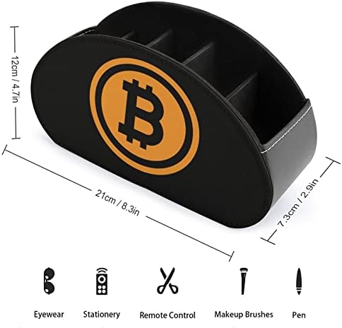 Bitcoin logotipo de controle remoto titular/caddy/caixa/bandeja com 5 compartimentos PU Organizador de couro com