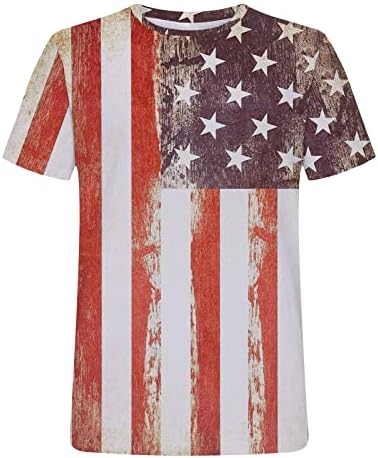 American Flag Top Women 4 de julho de manga curta camisa tie-dye Trendy Tees Casual Pullovers do Dia da Independência Tee