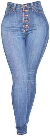 Calça jeans feminina de Andongnywell com cintura alta e nádegas calças de jeans fit slim com botão de zíper