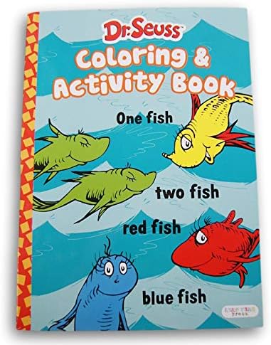 Dr. Seuss One Fish, dois peixes, peixe vermelho, livro de coloração e atividade azul - 80 páginas
