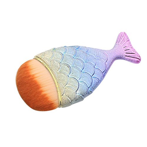 Conjunto de pincel de maquiagem, Heyi 1 PC Peixe escala de maquiagem Brushtail pó de peixe em pó Blush Makeup Cosmético Ferramenta