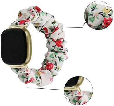 Banda de relógio elástica de scrunchie de 2 pacote Fit para Fitbit Sense/Versa 3 Girls Girls, Pattern de tecido de tecido macio Pulseira de substituição de tecido de tecido para Fitbit Versa 3 Acessórios