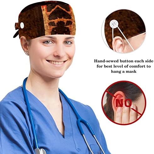 Enfermeiro limpar as mulheres cabelos longos, fita de fita de fita de áudio Ajustável tampa de trabalho com botão e cabelo arco scrunchie