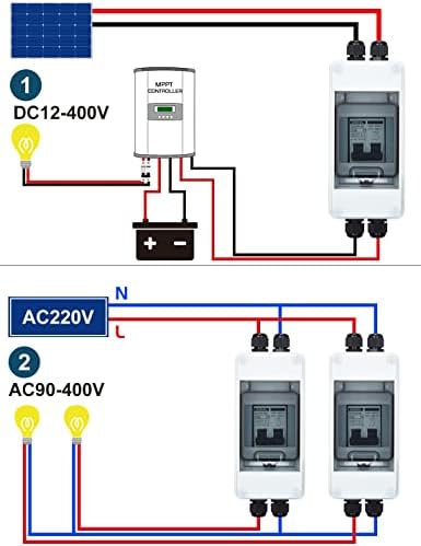 Caixa de desconexão de 20 amp para painéis solares, caixa de disjuntor em miniatura ao ar livre, interruptor de desconexão solar