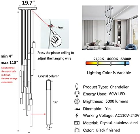 Lustres de cristal de 12 luzes para a sala de estar lutada por titores luminabas de luz LED LED LED LUZES DE LUZES