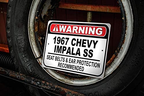 1967 67 Chevy Impala SS Belinha de segurança Recomendou placar de carro, sinal de garagem de metal, decoração de parede, sinal de carro GM - 10x14 polegadas