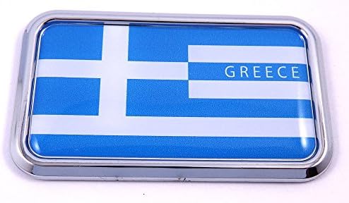 Bandeira da Grécia Grega Rectangular Chrome Emblem 3D Decalque de carro 3 x 1,75