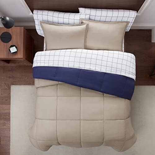 Serta simplesmente limpe a cama completa de 7 peças reversível em uma bolsa com lençóis para Sally para toda a temporada, rei, pêssego