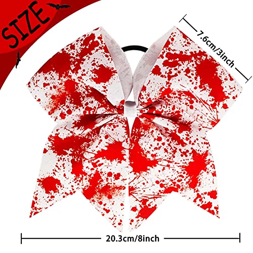 Halloween Bloween Cheer Bloween Bloween Blow Bows 8 polegadas Red e líder de torcida branca Cabelo arcos de rabo de cavalo Halloween Halloween Banda de cabelo Halloween Acessórios para adolescentes para adolescentes, 4pcs