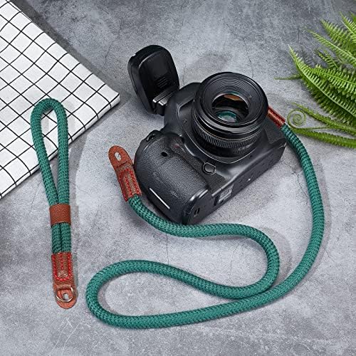 Câmera da câmera NBeads, alça de câmera de corda longa de 37 com pulseira de câmera Strap nylon Câmera de câmera Câmera de ombro para câmera Micro Single and DSLR, Verde escuro