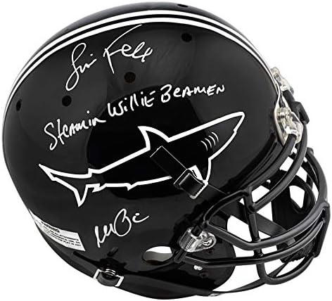 Al Pacino, Jamie Foxx autografou qualquer capacete em tamanho real de tubarões de domingo com a inscrição Steamin Willie Beamin