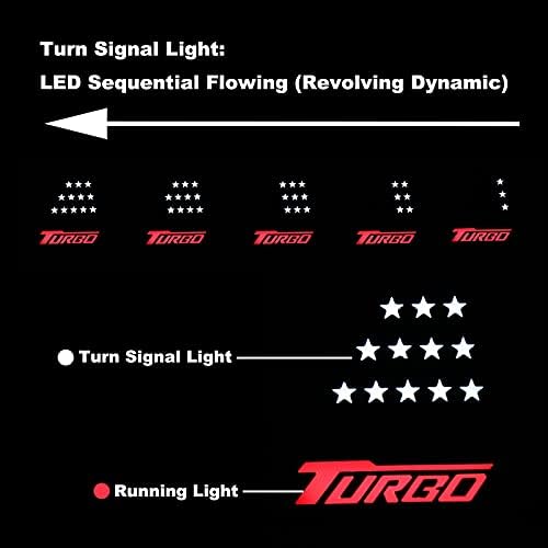 Janela automática Postagens de pilar existentes Luz do marcador para -2021 Chevy Malibu RS/LT/LS/Premier traseira da janela lateral estrela Turbo Emblems Signal Gráfico LED