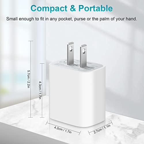 USB C Bloco de carregador rápido 【3-PACK】 20W USB C CARAGEM DE PAREDE PD 3.0 Adaptador de tijolos de energia compatível com 13/12/11 Pro Max/pro/mini/xs max/xr/x