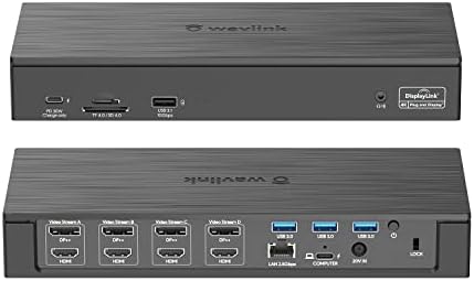 Estação de ancoragem USB C, 20 em 1 Display Display Link Quad 4K Dual 5k@60Hz com entrega de 100w/100w Charging DC, 4 HDMI,