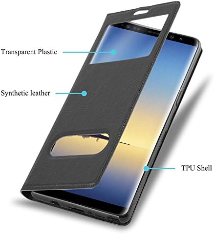 Caso Cadorabo Book Compatível com Samsung Galaxy Note 8 no Comet Black - com fechamento magnético, 2 janelas de visualização