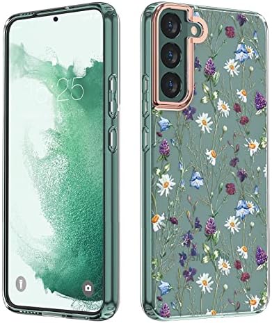 MILPROX Compatível com Samsung Galaxy S22 Plus Flower Case, Design fofo do estojo para meninas Mulheres, Padrão floral à prova