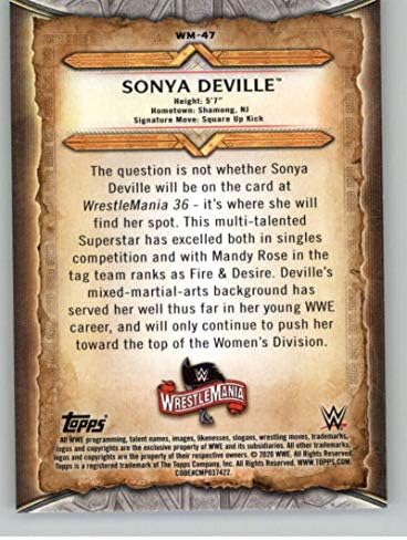 2020 Topps WWE Road to WrestleMania lista WM-47 Sonya DeVille Wrestling Trading Card