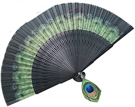 TJLSS Fã de pavão de estilo chinês Fã de fã de seda fã Fan Dance Fan's Fan's Home Decoration Ornaments Craft Gift