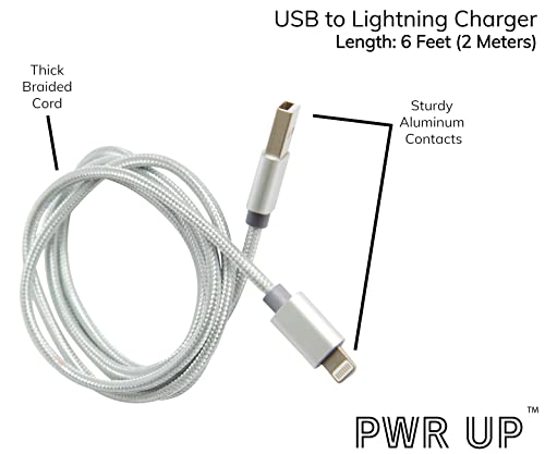 Pwr up iphone carregador de 6 pés Lightning para o cabo USB | Cordão de carregamento rápido | Funciona com o iPhone 13/13