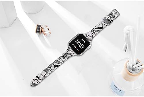 Joyozy Genuine Leather Bands Compatible Fitbit Versa /Versa2 & New Fitbit Versa Lite Smartwatch, Fitbit Versa Acessórios de substituição de pulseira Fitness Bands Bands Mulher Men Men