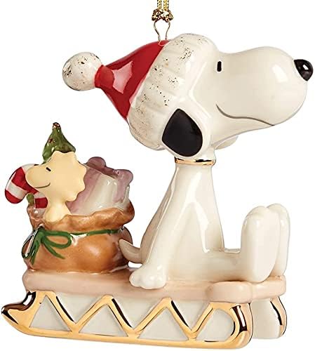 Kate Spade/Lenox Lenox Snoopy & Woodstock Trenging no feriado Candy Cane Gifts Ornament