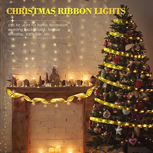 Luzes de fita de natal Cunno, 65,6 pés 200 luzes LEDs decoração de árvore brilho strings fadas luzes fita operada