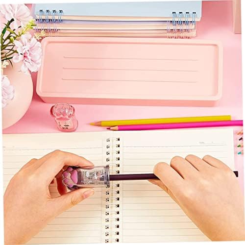 Lápis manuais de calntshui 4 pcs afiadores infantis garras de garra de garra de gata papelaria com tampa para material escolar de escritório, apontador de lápis rosa e cinza
