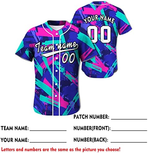 Jersey de beisebol personalizada Impressão de camuflagem personalizada Número da equipe camisetas camisetas de softball