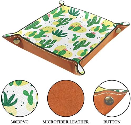 Lyetny desenhada de cacto verde plantas organizador bandeja de armazenamento de cabeceira de cabeceira bandeja de