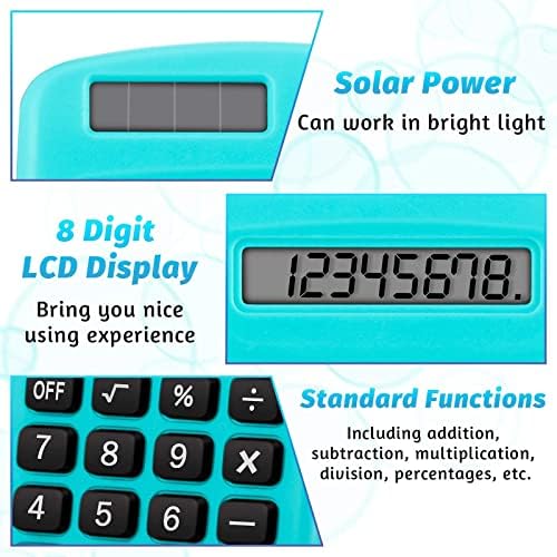 Calculadora de tamanho de bolso 8 Digits Exibir calculadora básica Bateria solar Mini calculadora de potência para os alunos