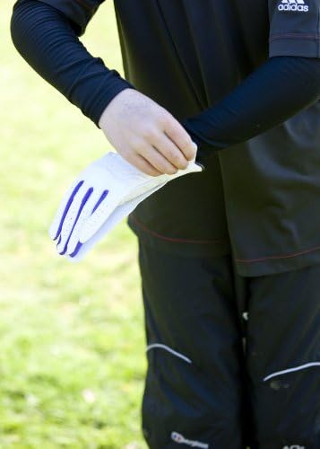 Grip -par júnior luva de golfe para treinamento recomendada por profissionais da PGA - R&A aprovada - 9/10 anos - mão esquerda - couro sintético - acabamento branco/azul