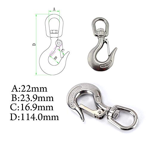 Plusker 304 Aço inoxidável Clevis Slip Hook 1/4 American Type Swivel Olhos de elevação