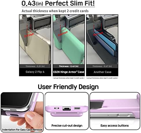 VVupic para Galaxy Z flip 4 tampa de caixa de 2 cards slot slim dura Hinge Armour-s Mint protetora-s Mint