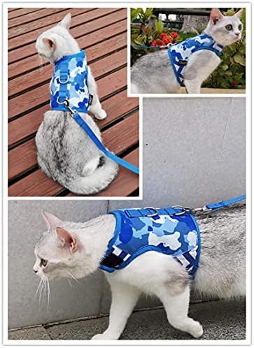 Yizhi miaow gato arnês e trela para a prova de fuga de caminhada, arnês de colete de gato ajustável, jaquetas de caminhada de gato