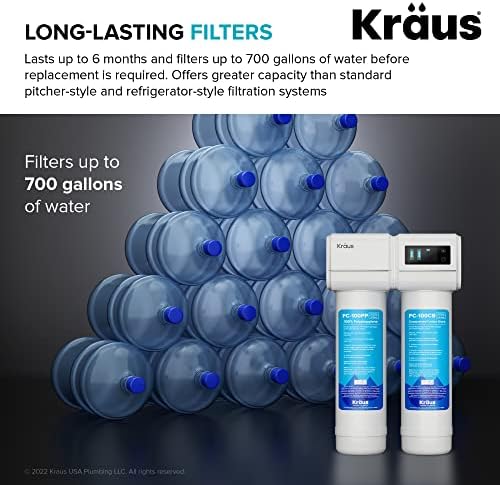 KRAUS Purita 2 estágios Bloco de carbono Sistema de filtração de água com monitor com monitor de exibição digital, FS-1000,