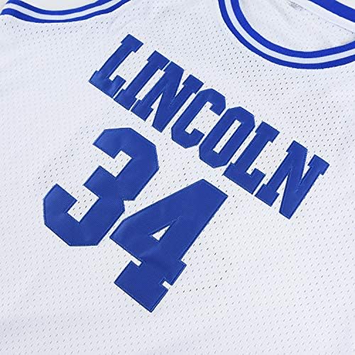 Comtop Mens Lincoln #34 Jesus Shuttlesworth High School Movie Basketball Jersey para adulto branco/azul